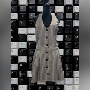 Fashion Nova Gray Striped Backless Dress